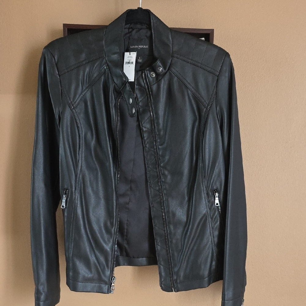 Banana Republic Factory Black Leather Moto Jacket